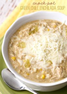 
                    
                        Crock Pot Green Chile Enchilada Soup - a new favorite soup recipe that is easy to make AND delicious! { lilluna.com } #soup
                    
                