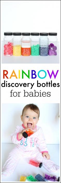 
                    
                        Rainbow Discovery Bottles for Babies! So many fun possibilities!
                    
                