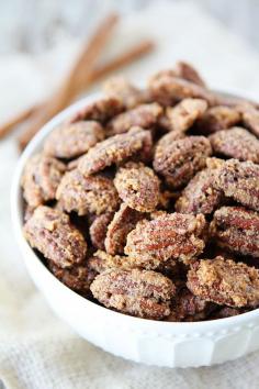 Candied Pecans Recipe on twopeasandtheirpo... They are a great topping for salads, main dishes, and desserts! They make a great gift too!