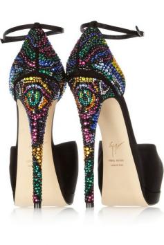 
                        
                            Giuseppe Zanotti Swarovski crystal-embellished satin pumps
                        
                    