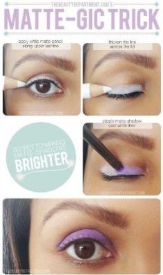 
                    
                        Prime your eyes with white eyeliner or eyeshadow to really make your colorful shadows and liners stand out.
                    
                