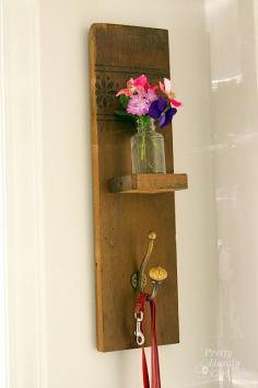 
                        
                            DIY Reclaimed Wood Sconce with Hook tutorial from Pretty Handy Girl at TidyMom.net
                        
                    