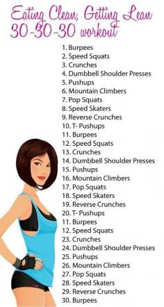 
                    
                        Have 30 minutes to workout? Try this: 30 exercises for 30 seconds each, resting 30 seconds in between. Print it out, and take it to the park! Just grab a set of dumbbells or resistance bands. harder-better-faster-stronger-healthier-health-fit.
                    
                