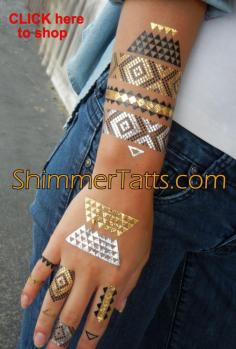 
                    
                        ShimmerTatts Metallic Tattoos are great stocking stuffer ideas for teen girls. SHOP www.ShimmerTatts.com for teenager girl gifts ONLY $9.95 per sheet! CLICK now.
                    
                