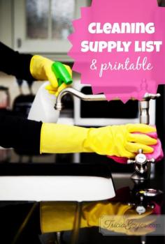 
                    
                        I have favorite cleaning supplies that I’ve used for years. (Let’s call them “classic cleaners.”) I keep a list inside the cabinet in my cleaning closet inside a plastic sleeve. I use a dry erase marker to mark when I’m out of something, then I check it as I’m putting together my shopping list.
                    
                