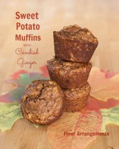 Sweet Potato Muffins with Candied Ginger. Great Fall Flavors!