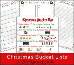 
                    
                        Christmas Bucket lists - 4 Types 3 blank and 1 Filled in - 3Dinosaurs.com
                    
                