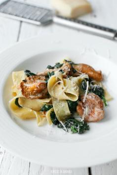 
                    
                        pappardelle with chanterelles, spinach & walnuts.
                    
                