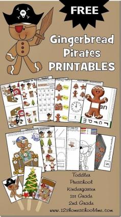 
                    
                        Worksheets for Kids - FREE Gingerbread Pirates worksheets for Preschool, Kindergarten, 1st grade, and 2nd grade. This is the perfect theme for December for a holiday (Christmas) themed fun for kids
                    
                