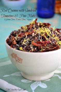 Red Quinoa with Sundried Tomatoes and Pine Nuts {Gluten-Free, Dairy-Free, Vegan} #glutenfree