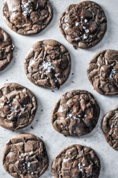 Salted Dark Chocolate Truffle Cookies