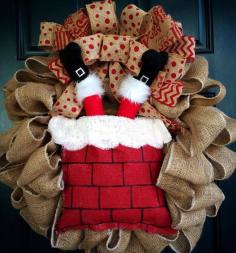 
                    
                        Burlap Santa Chimney Holiday Wreath
                    
                