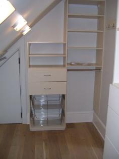 
                    
                        Sloped ceiling closet organization.
                    
                