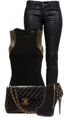 "Gold and Black" by fashion-766 on Polyvore Clothes Casual Outift for • teens • movies • girls • women •. summer • fall • spring • winter • outfit ideas • dates • parties Polyvore :) Catalina Christiano