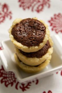 Salty Brownie Tassies are a delicious combination of two dessert favorites - pie and brownies!