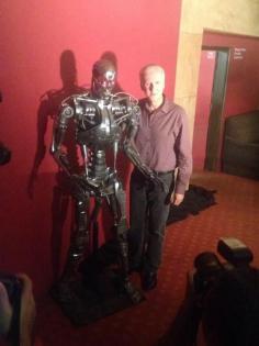 Director James Cameron and his T-1000 at the 30th Anniversary of his ground breaking 1984  film " THE TERMINATOR ." The T-1000 was created by the Late Stan Winston.