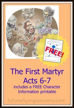 
                    
                        The First Martyr ~ Acts 6-7 Another FREE Bible Lesson from futureflyingsauce... ~ The face of an angel, an angry mob, dynamic preaching. The story of the first martyr is not one to be missed!
                    
                