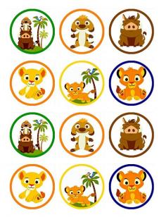 
                    
                        Edible LION KING BABYSHOWER Cupcake Toppers 12 edible images for Cupcakes, cookies, brownies or any dessert birthday
                    
                