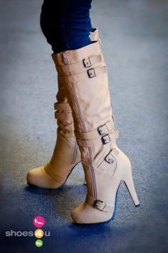 Buckle Knee High Boot love these, especially the height of the heel