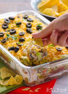 
                    
                        Skinny 7 Layer Dip - All time favourite clean Tex Mex dip loaded with veggies. Great for serving a large crowd. #cleaneating #vegetarian
                    
                