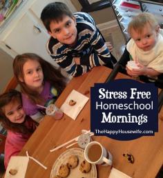 
                        
                            Find out how to have Stress Free Homeschool Mornings with these helpful tips! | The Happy Housewife
                        
                    