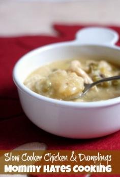 
                    
                        Slow Cooker Chicken & Dumplings by @MomHatesCooking - SWAP the chicken for leftover turkey to make after Thanksgiving!
                    
                