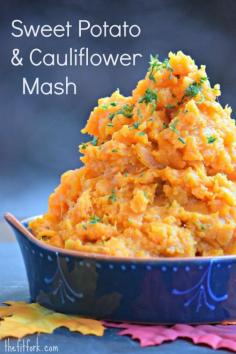 
                    
                        Sweet Potato & Cauliflower Mash - a healthy side dish for Thanksgiving, a holiday dinner or even busy weeknight dinner - TheFitFork.com
                    
                