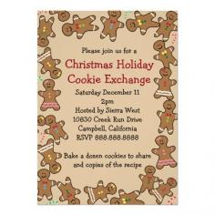 Gingerbread Christmas Holiday Cookie Exchange Personalized Invite.  This can also be customized for a gingerbread house decorating party.