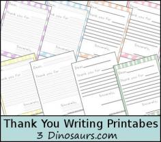 
                        
                            Free Thank You Writing Printables: Color with dots or Stripes & Blank - Lines and Guide Lines - 3Dinosaurs.com
                        
                    