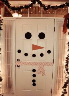 
                        
                            Children craft ideas Christmas decoration snowman door. This would be cute for the door of Charlie's room when he's old enough to not rip it all off.
                        
                    