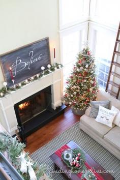 
                    
                        Modern-Farmhouse-Christmas-Decorating I really love the idea of a chalkboard on the mantle with a Christmas message on it.
                    
                