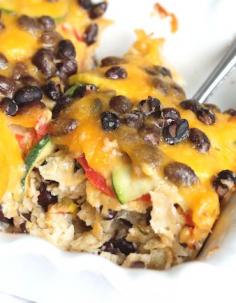 
                    
                        Cheesy Veggie & Black Bean Tortilla Casserole ~ An Easy & Satisfying Meatless Meal {MomFoodie at blommi.com}
                    
                