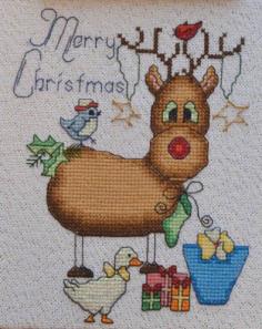 
                    
                        Rebecca The Reindeer Merry Christmas is the title of this cross stitch pattern from MarNic Designs.
                    
                