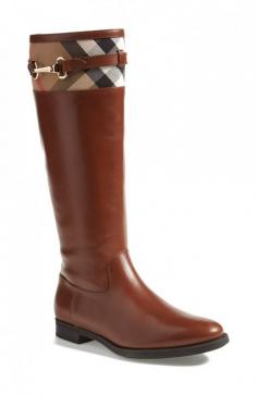 Ready for fall with this Burberry leather boots. The buckle detail is nicely set against the iconic checks for a beautiful polished finish. #Burberry #boots