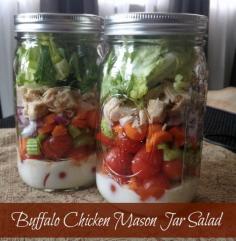 
                    
                        Buffalo Chicken Mason Jar Salad. 355 calories and 9 weight watchers points plus
                    
                