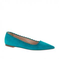 
                    
                        J.Crew women's Harper scalloped suede flats.
                    
                