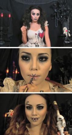Creepy Stitched Doll | Click Pic for 22 Easy DIY Halloween Costumes for Women 2014 | Last Minute Halloween Costumes for Women