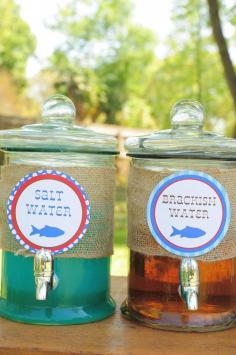 
                    
                        Love this drink idea at a FISHING PARTY! Found via Kara's Party Ideas. Ocean water (blue drink) and River water (sweet tea)
                    
                