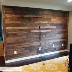 pallet wood wall no glue | Awesome wood pallet wall | Interior Design
