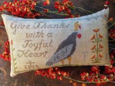 Hannah's Thankful Heart is the title of this cross stitch pattern from Scattered Seed Samplers that is stitched with DMC threads.