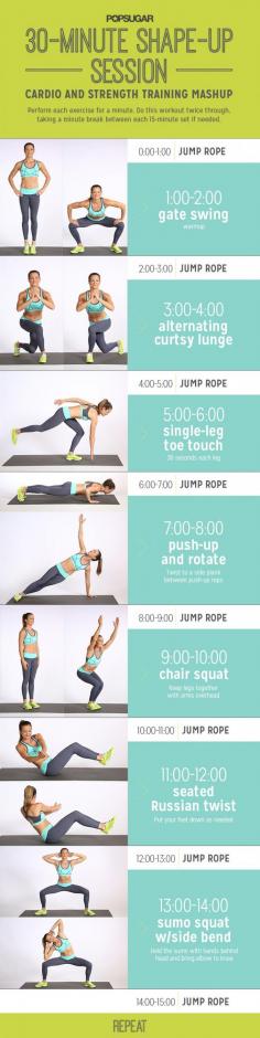
                    
                        Printable Workout: 30 Minutes Cardio and Strength Training | POPSUGAR Fitness
                    
                