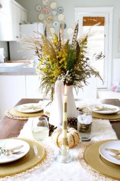 Blogger Stylin’ Home Tours: Thanksgiving Edition Fall Thanksgiving Table Setting www.simplestyling...