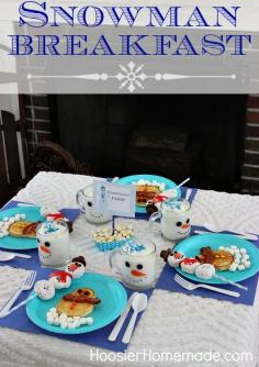 
                    
                        Snowman Breakfast for the Kids with Free Printables from HoosierHomemade.com
                    
                