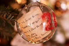 
                    
                        Kids' Christmas list in an ornament with the year. It would be so cool to go back and see what the children asked for years ago. Absolutely love this idea!
                    
                
