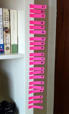 
                        
                            When training, put up a Post It note for each day and rip them off when you're done to keep motivated. They say it takes 21 days to develop a habit. This would a good reminder.
                        
                    