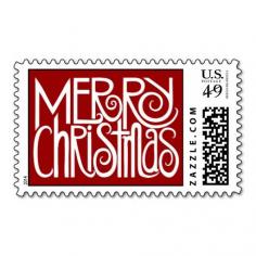 
                        
                            Whimsical Festive Merry Christmas Red White Postage Stamp
                        
                    