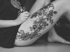 
                    
                        Leg tattoo, flower tattoo
                    
                