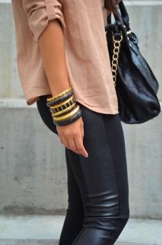 
                        
                            panel leather leggings.
                        
                    