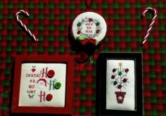 Buttoned Christmas III is the title of this cross stitch pattern from Poppy Kreations. The stitch counts are: Buttoned Christmas Tree: 67h x 29w, Joy To All: 37h x 41w, Buttoned Ho Ho Ho: 60h x 49w.
