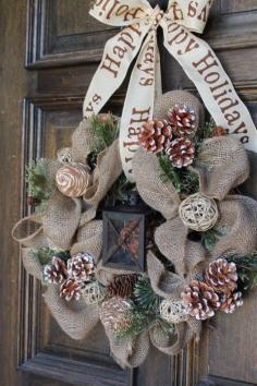 
                    
                        Burlap winter wreath Burlap lantern wreath by theembellishedhome
                    
                